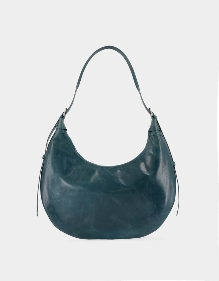 Allane Damen Halbmondtasche aus gr&uuml;nem Glac&eacute;leder-3