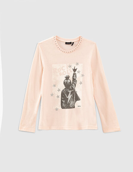 Rosa Mädchen-T-Shirt, Kinder-Rockstar-Motiv