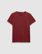 T-shirt encolure V bordeaux coton bio flammé Homme-4