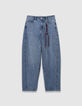 Blaue Mädchen-Ballonjeans mit Kordel-1