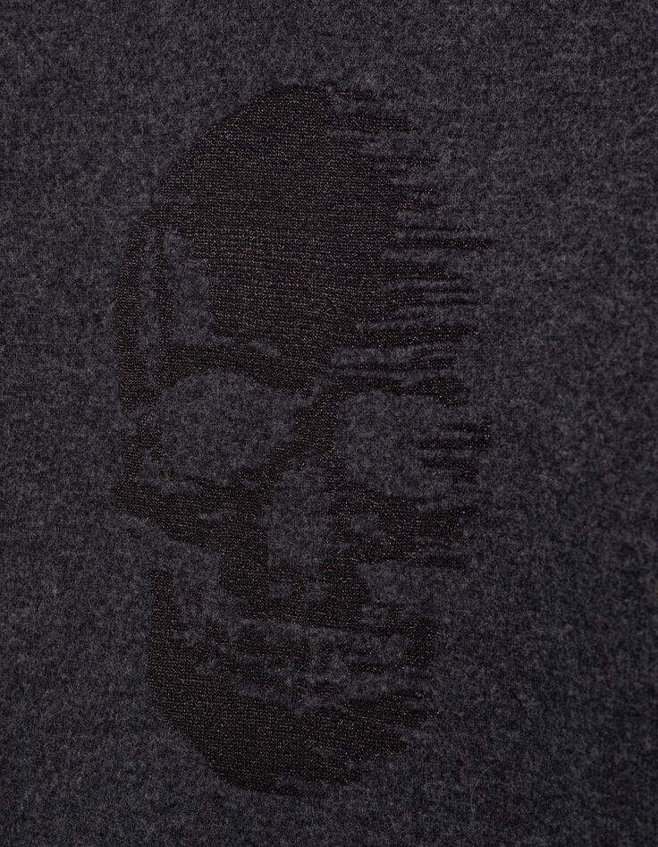 Grauer Lurex-Totenkopf-Strickpullover f&uuml;r Damen-4