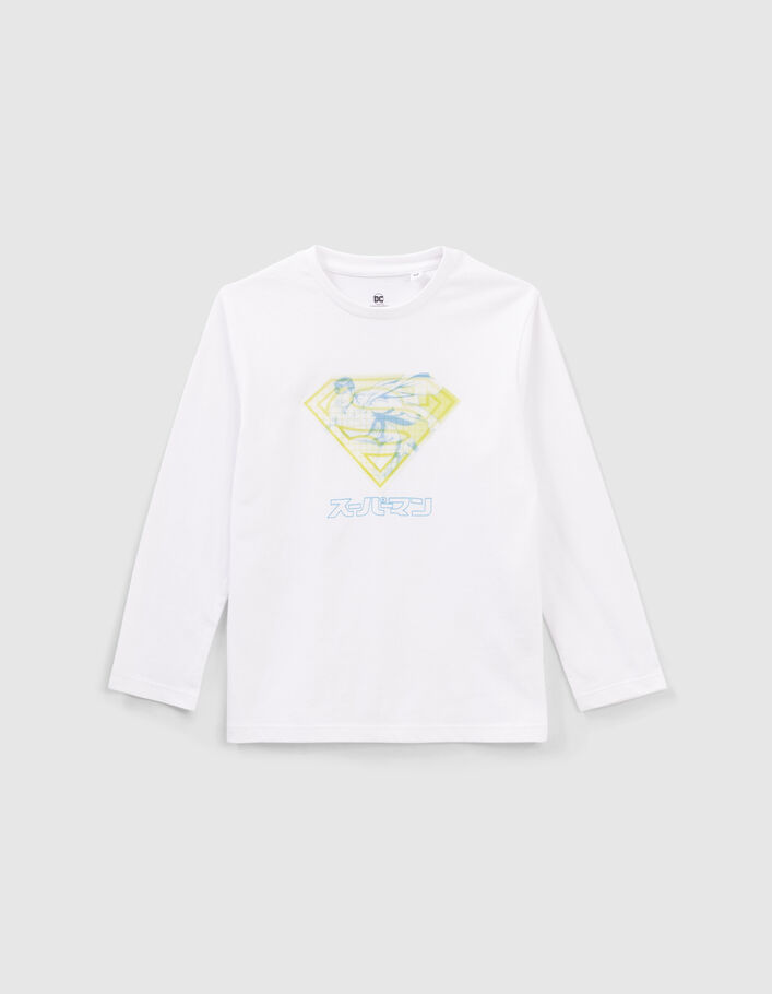 T-shirt blanc visuel lenticulaire SUPERMAN garçon-1
