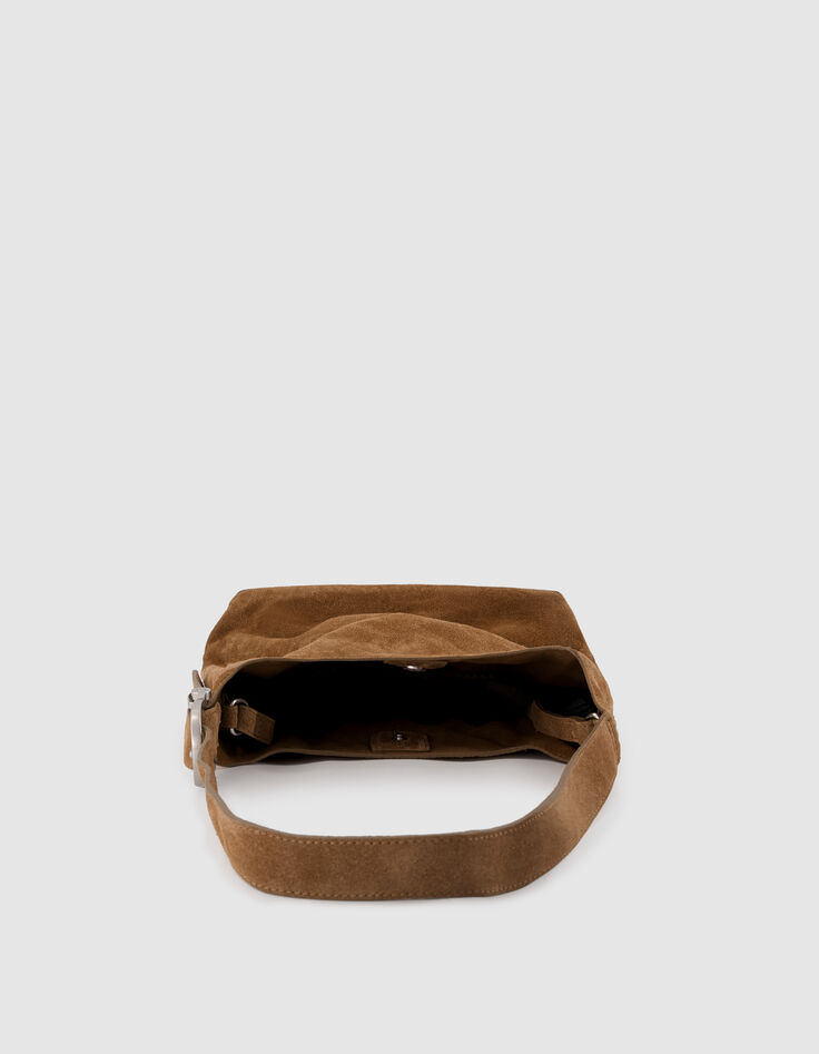 Beigefarbene Bucket-Bag aus Wildleder, Gr&ouml;&szlig;e M, Damen-5
