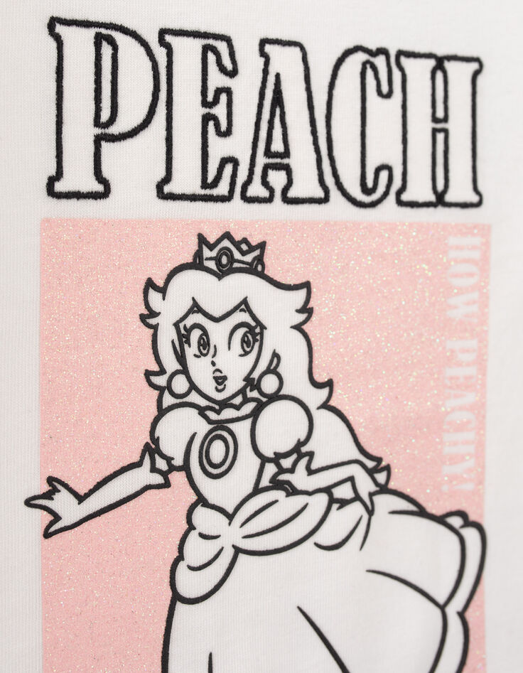 T-shirt PRINCESS PEACH blanc visuel Peach paillettes fille-7
