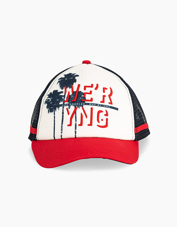Boys’ navy, white and red palm tree cap  - IKKS