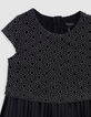 Vestido negro plisado top encaje trampantojo niña-3