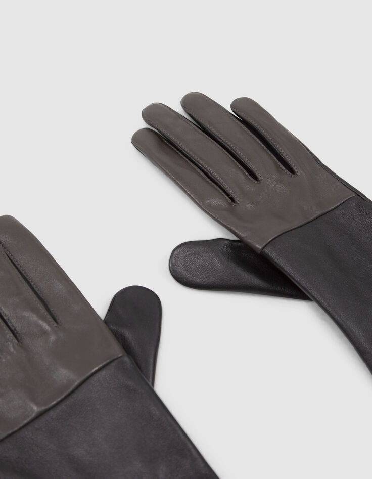 Guantes de cuero negro y caqui mujer-2