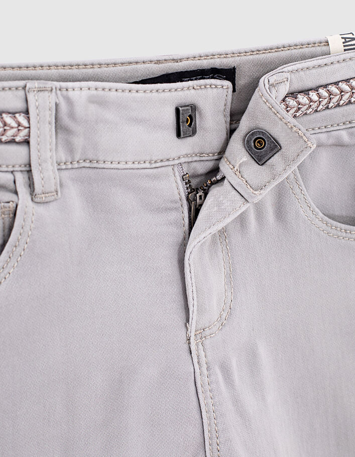 Mädchen-Skinny-Jeans in Light Grey mit Borte an der Taille-6