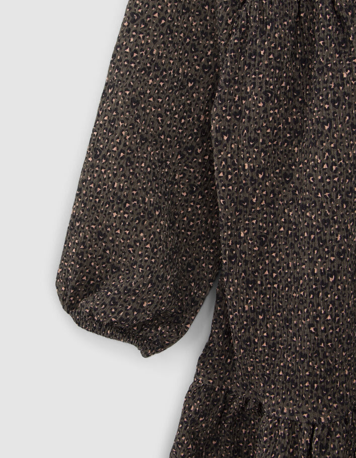 Girls khaki leopard-heart print dress