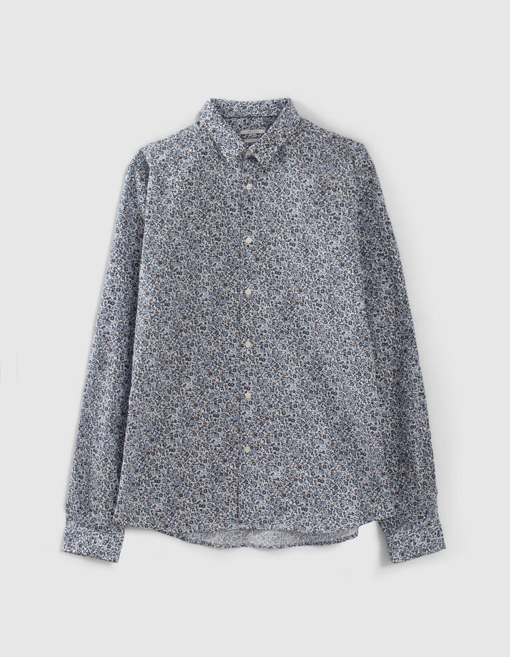 Chemise SLIM marine bio imprim&eacute; micro-fleurs Homme-5
