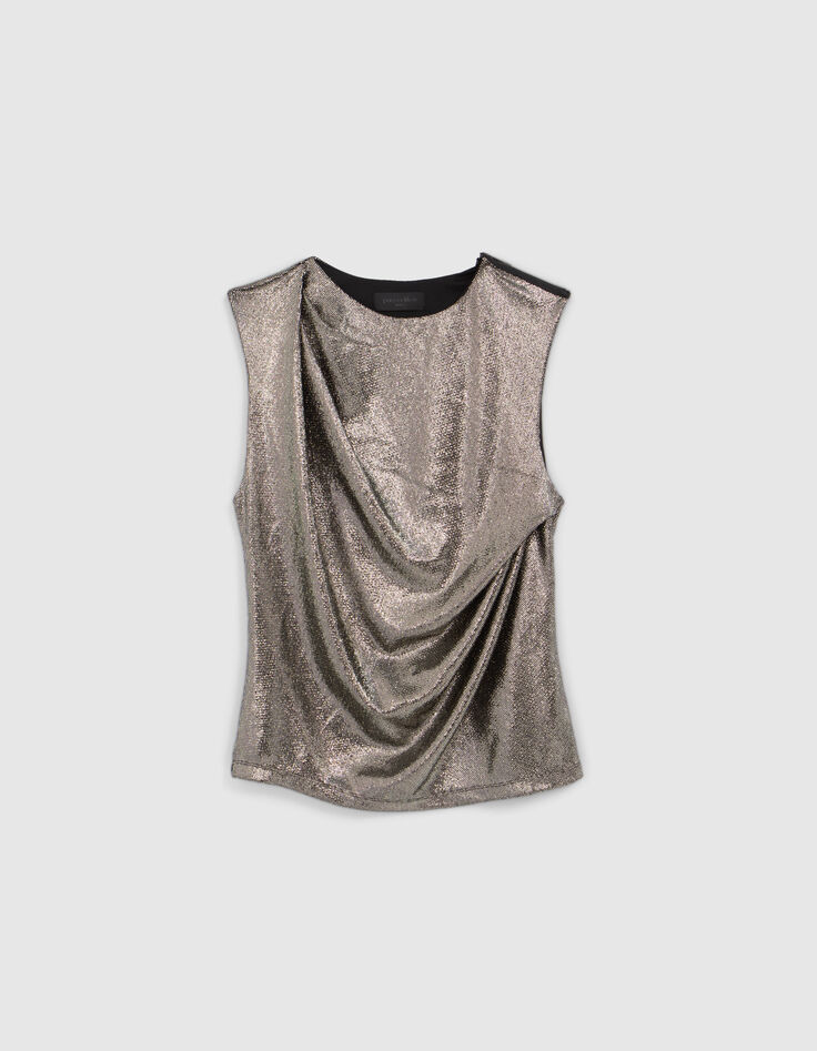 Pure Edition-Top gold drap&eacute; maille lurex Femme-6