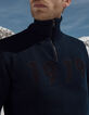 Men&rsquo;s navy knit IKKS x DUVILLARD zip-neck sweater-1
