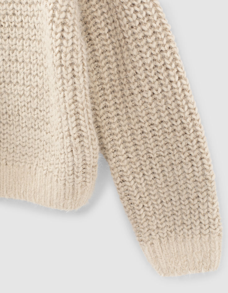 Pull &eacute;cru tricot lurex &agrave; &eacute;toiles fille-6