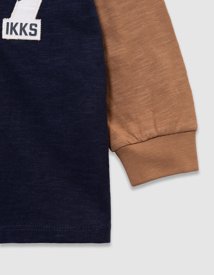Polo marine, camel et noir maxi chiffres col blanc garçon-5