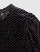 Girls’ black texture, lurex, jacquard velvet knit T-shirt-4