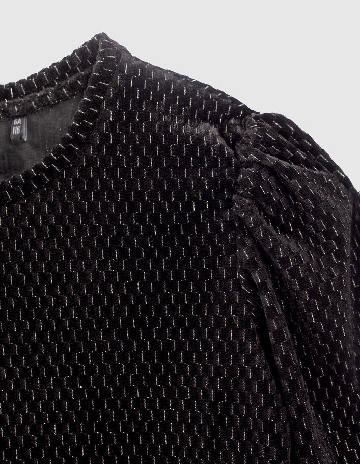 Mädchen-T-Shirt schwarz, Jacquardvelours mit Lurexrelief - IKKS
