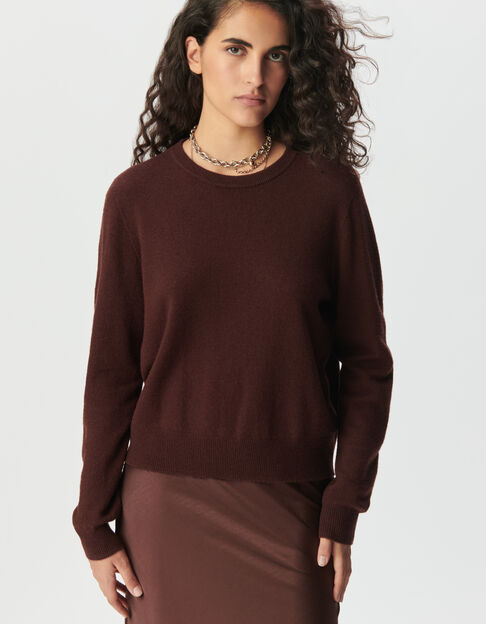 Pull en laine marron tricot fantaisie Femme - IKKS