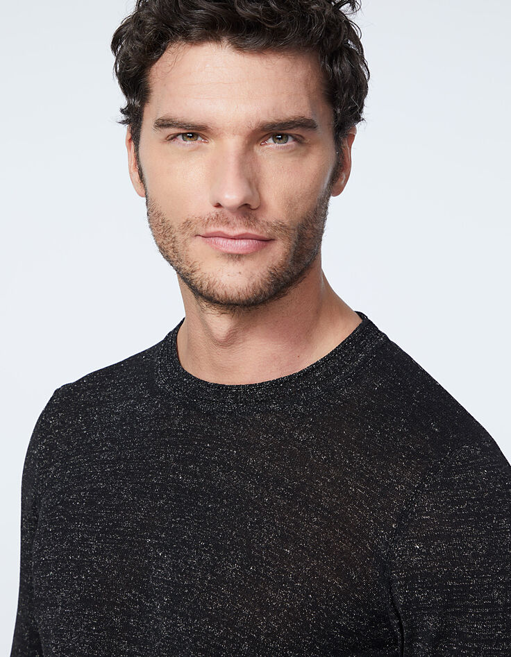 Men's black nep knit sweater-4 Men's black nep knit sweater-4