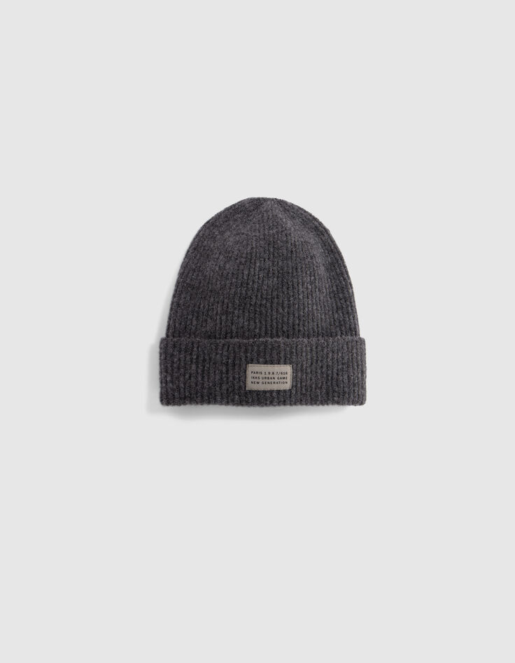 Gorro de punto de canalé gris para niño-3