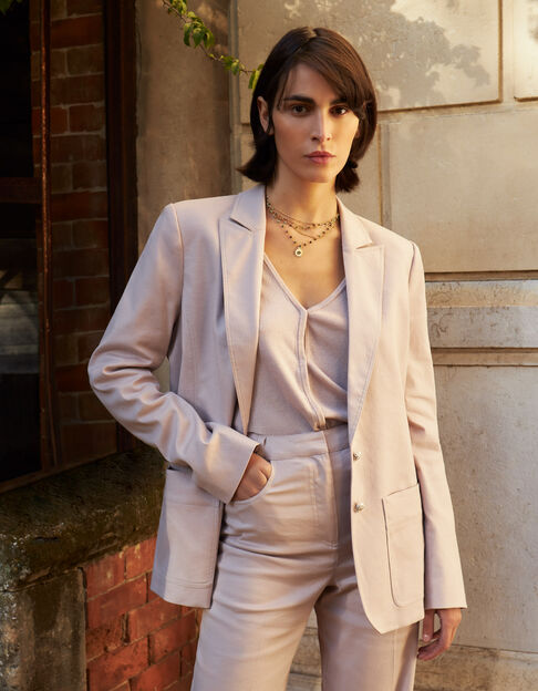 Women’s lilac linen cotton blend suit jacket