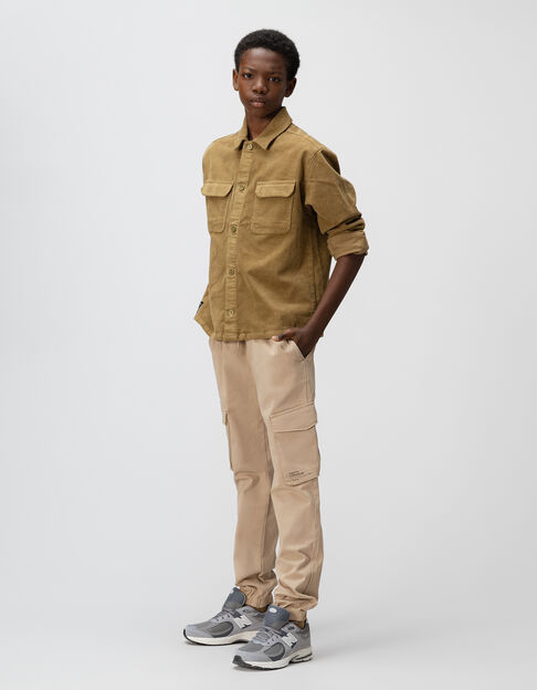 Beige JOGGER-broek voor jongens met elastische tailleband - IKKS