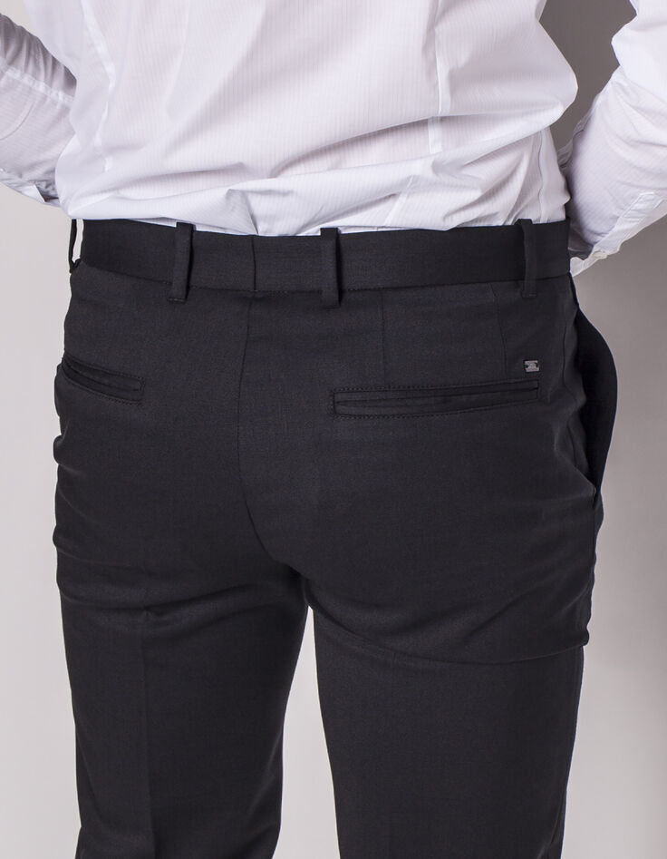 Men's slim black trousers-4