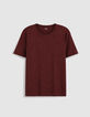 T-shirt bordeaux uni col rond Homme-1