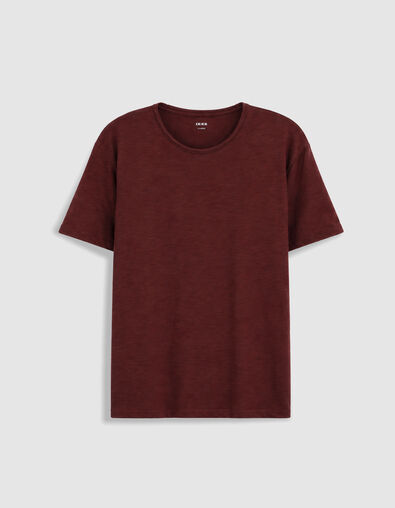 T-shirt bordeaux uni col rond Homme - IKKS