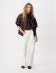 Bomber oversize de mujer en piel burdeos-3