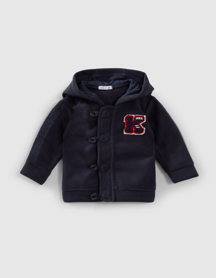 Baby boys’ navy fleece hooded cardigan