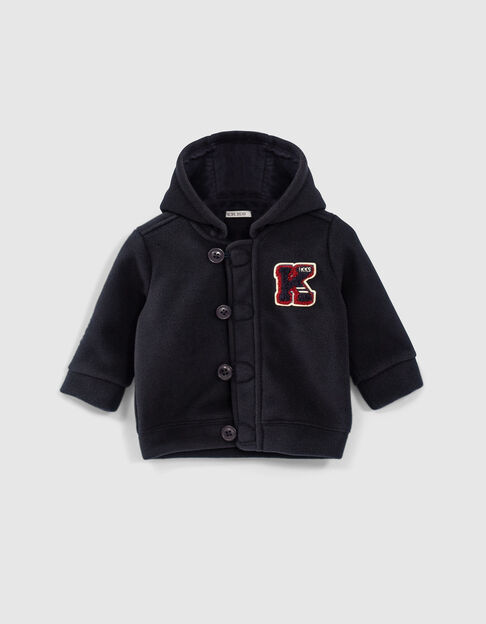 Baby boys’ navy fleece hooded cardigan