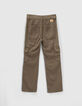 Khaki FLARE-Mädchenhose aus LYOCELL® im Zimmermannslook-3