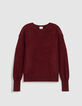 Pull manches longues prune tricot d&eacute;tail lurex Femme-5