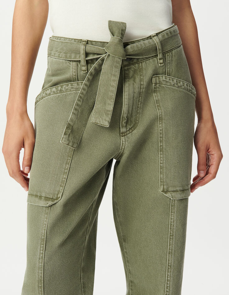 Vaqueros Battle Caqui Desgastados Mujer-4