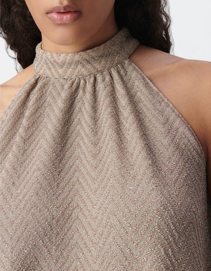 Robe habill&eacute;e dor&eacute;e ample &agrave; nouer dos Femme-4