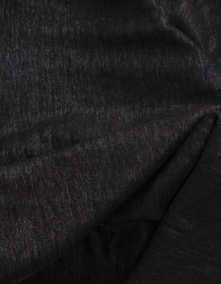 Schwarzes Damen-T-Shirt aus Leinen mit Glitzer-5