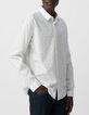 Men&rsquo;s white SLIM shirt with minimalist print-2