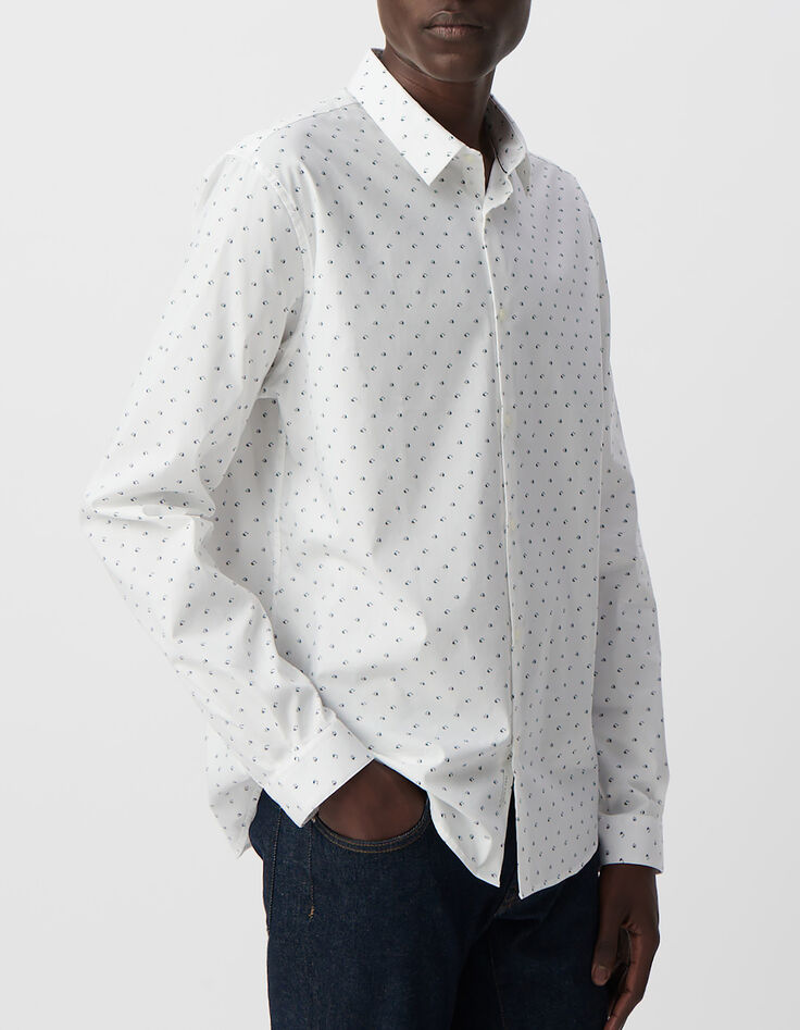 Men&rsquo;s white SLIM shirt with minimalist print-2