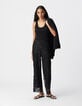 Pantalon noir tout dentelle Femme-1