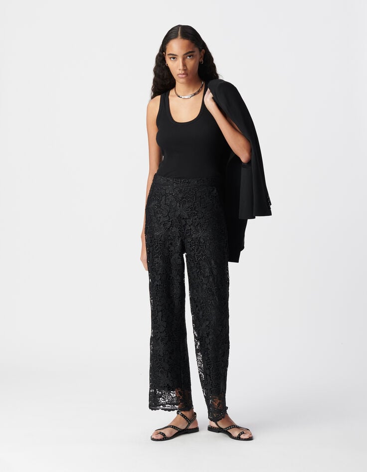 Pantalon noir tout dentelle Femme-1 Pantalon noir tout dentelle Femme-1