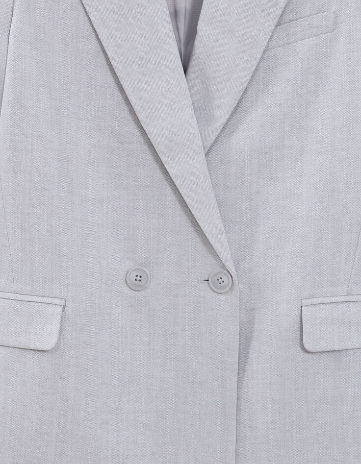 Americana gris de lentejuelas con doble botonadur para mujer-7