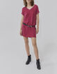 Robe housse groseille bi matière avec bords-côtes Femme-5