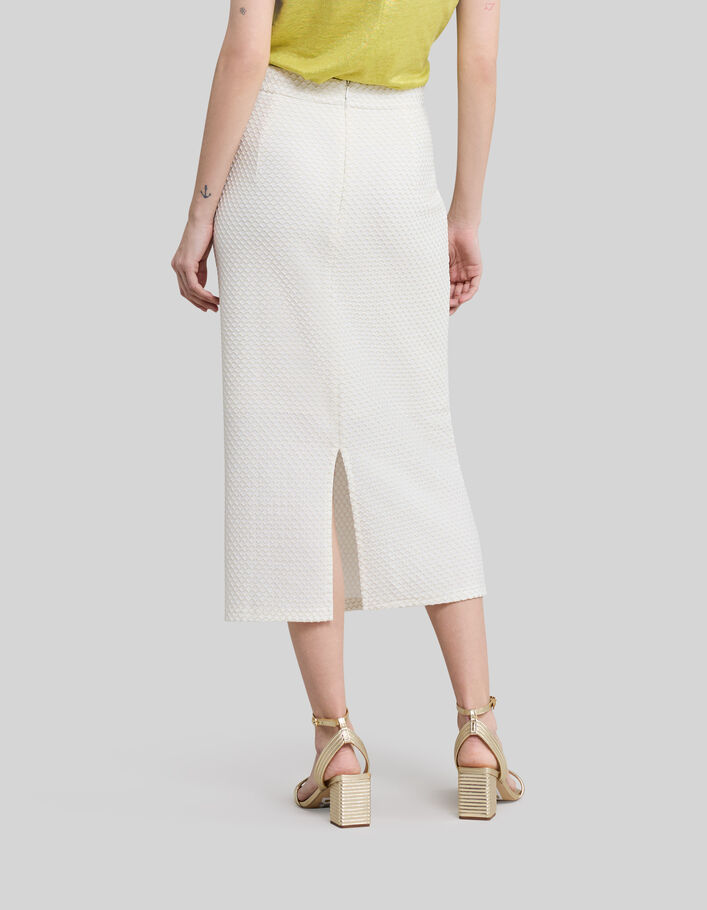 Falda larga de mujer en color crudo con malla plateada - IKKS