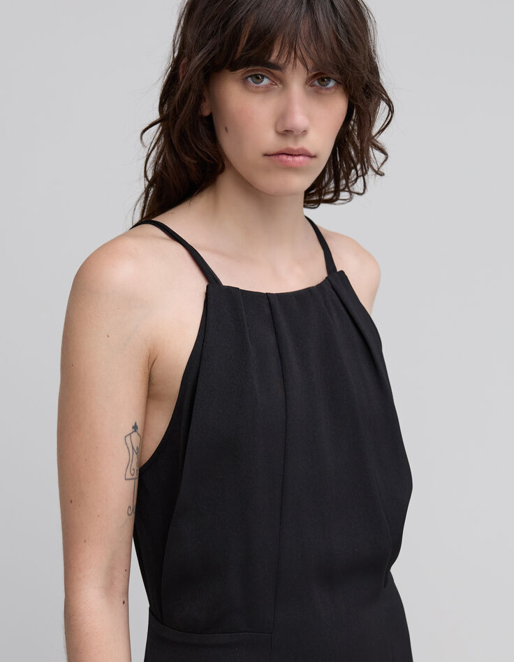 Robe longue noire recyclée Femme-4