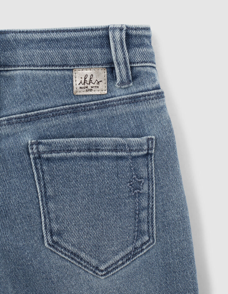 Vaqueros straight stone blue con bordados niña-7