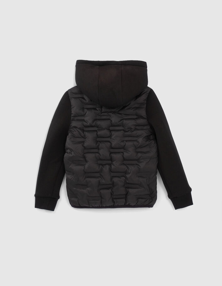 Boys' black mixed-fabric quilted body padded jacket - IKKS
