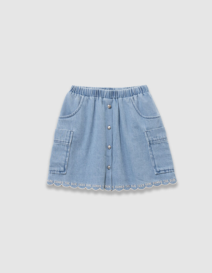 Girls’ blue denim cargo-style skirt with pockets-2