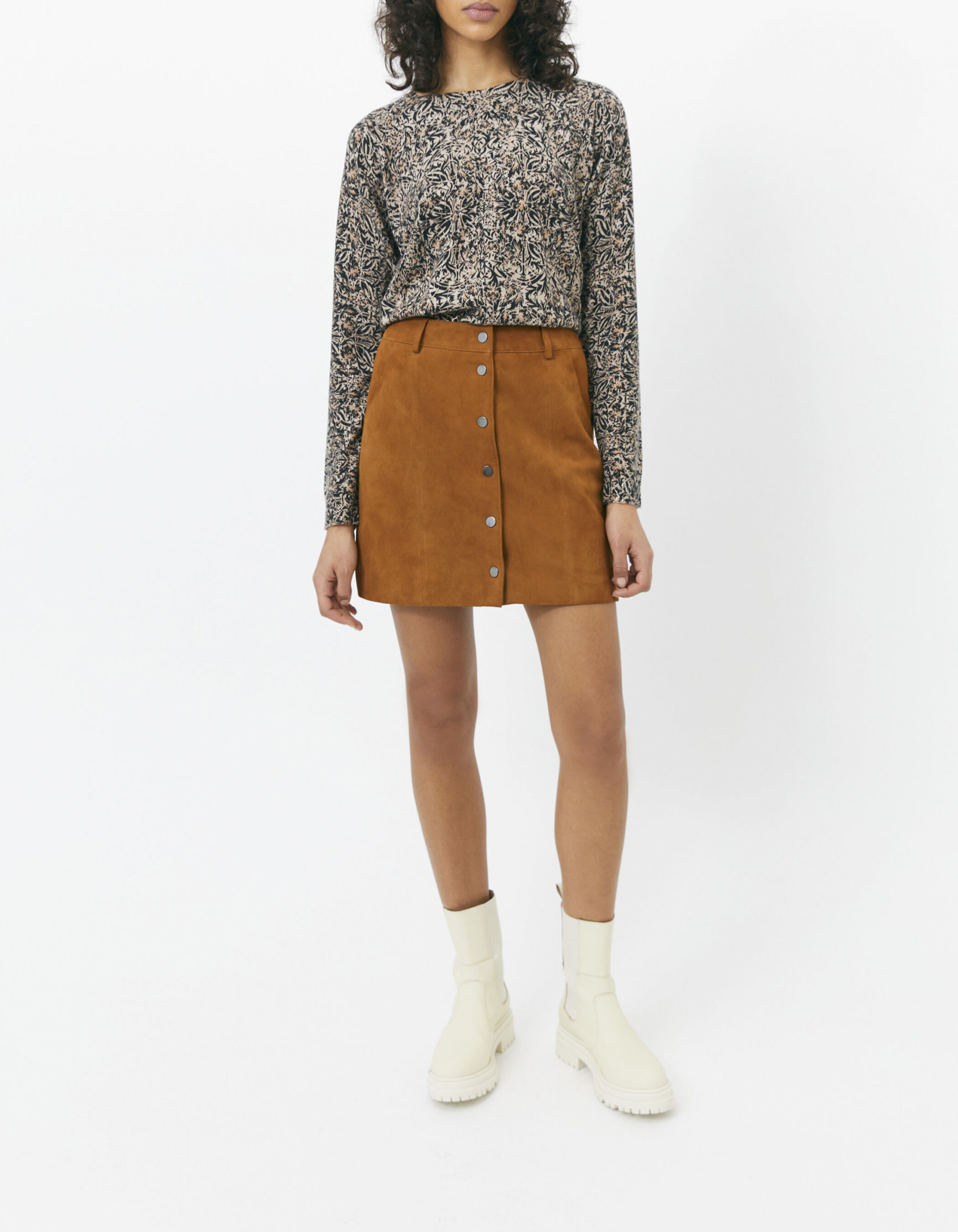 Women s brown suede straight skirt