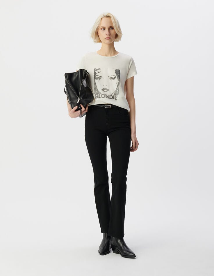 Tee-shirt rock blanc coton bio visage BLONDIE Femme-1