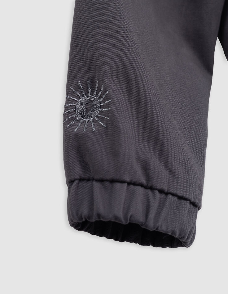 Kort grijs jasje maxi borduursel rug meisjes-9